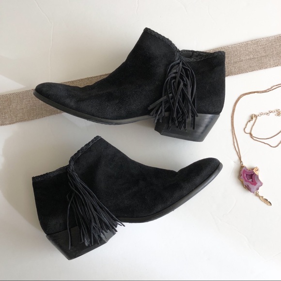 Sam Edelman Shoes - Sam Edelman • Paige Black Suede Fringe Booties